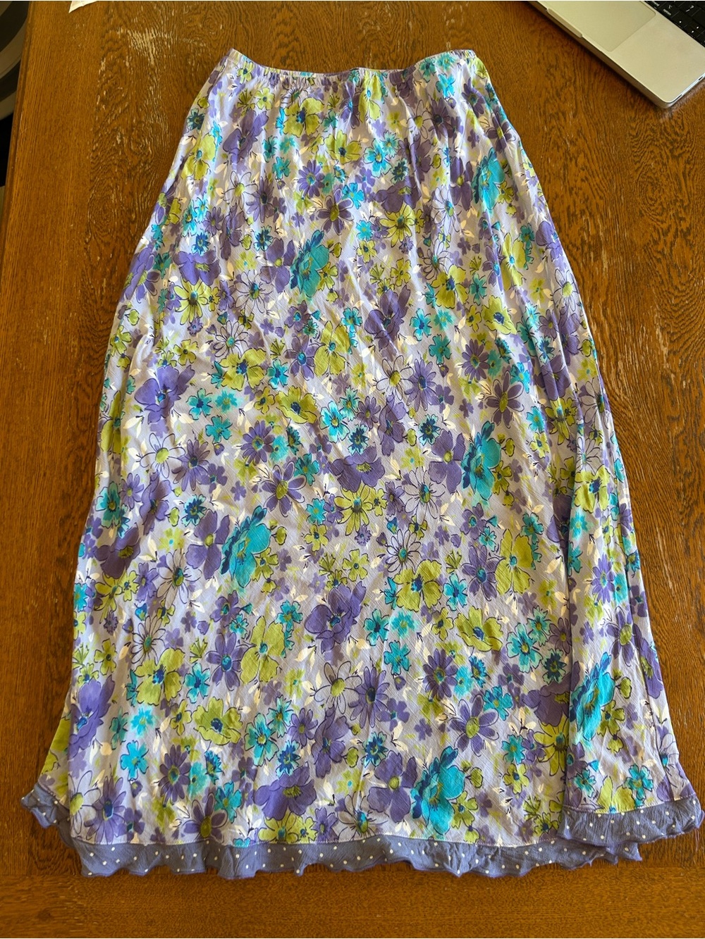 Women's Floral Maxi Skirt in Lavender, Teal & Green